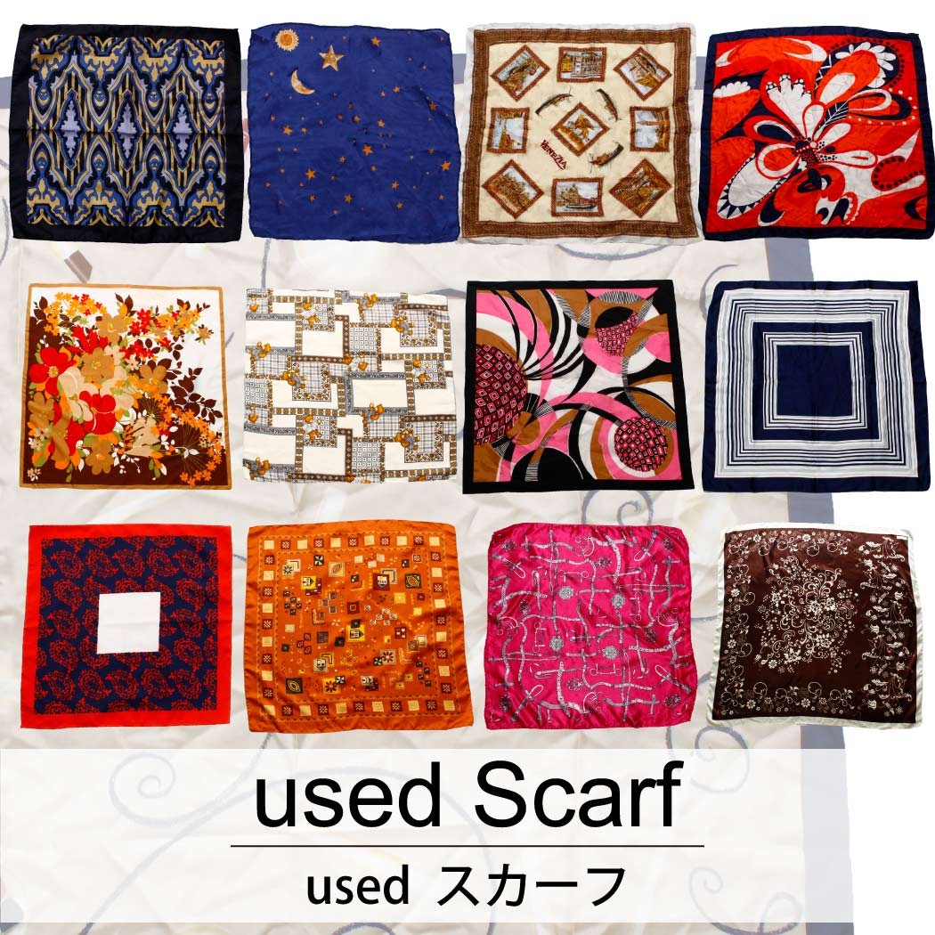 used Scarf 古着 ユーズド スカーフ 1枚あたり300円 20枚セット サイズ カラーMIX アソート use-0206