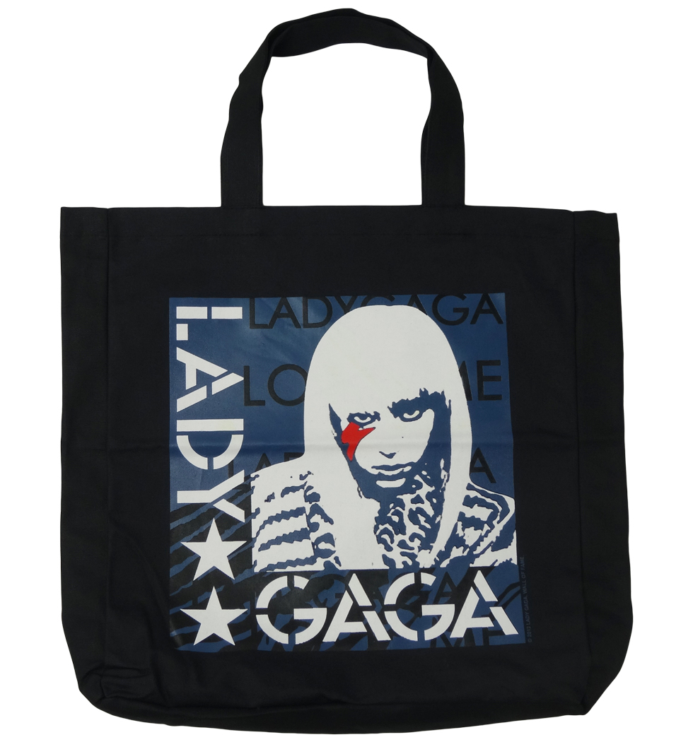 ロックトートバッグ Lady Gaga レディー ガガ Poker face ブラック wob-0003