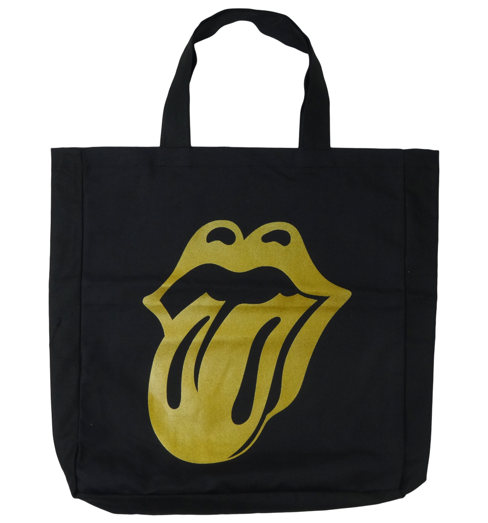 ロックトートバッグ The Rolling Stones ローリングストーンズ Lips & Tongue ブラック wob-0022
