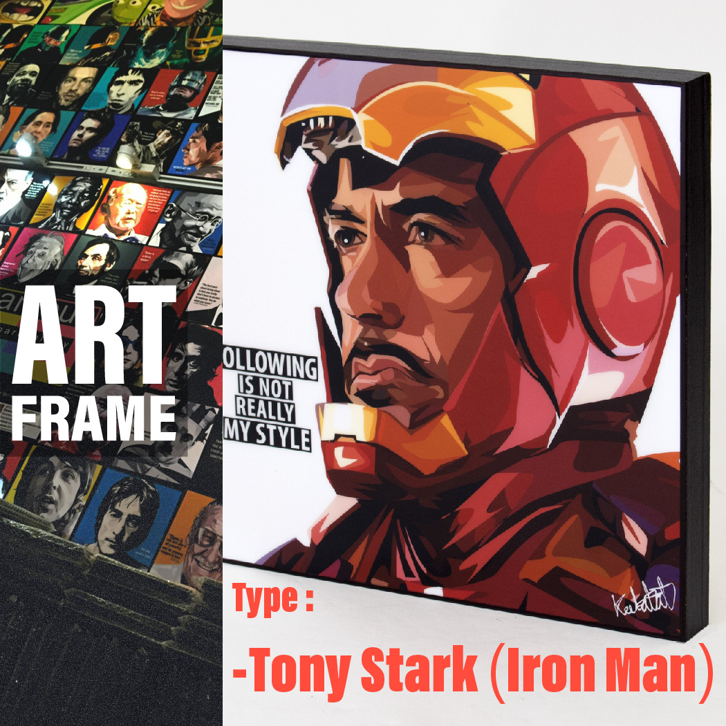 ポップアートフレーム 壁掛け 25cm×25cm Tony_Stark（Iron_Man） トニー・スターク アイアンマン インテリア/絵画/おしゃれ/雑貨 paf-0222