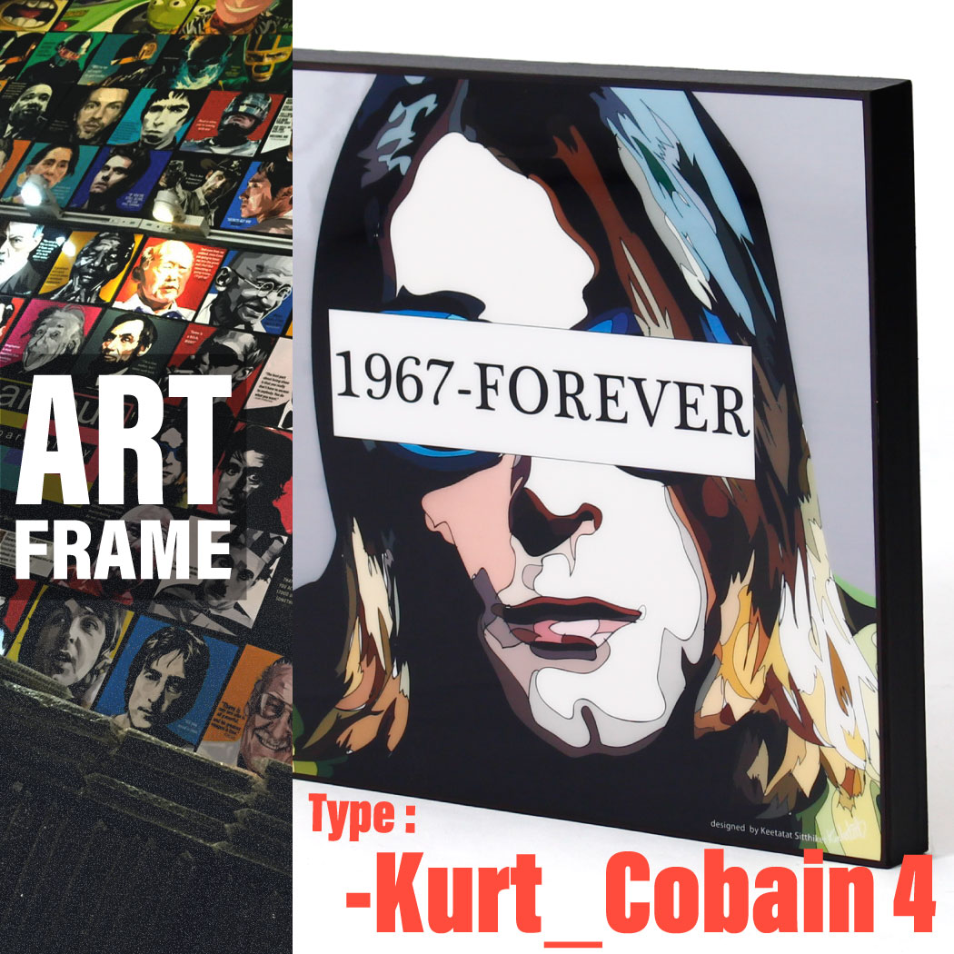 ポップアートフレーム 壁掛け 25cm×25cm Kurt Cobain 4 カート・コバーン 4 インテリア/絵画/おしゃれ/雑貨 paf-0577
