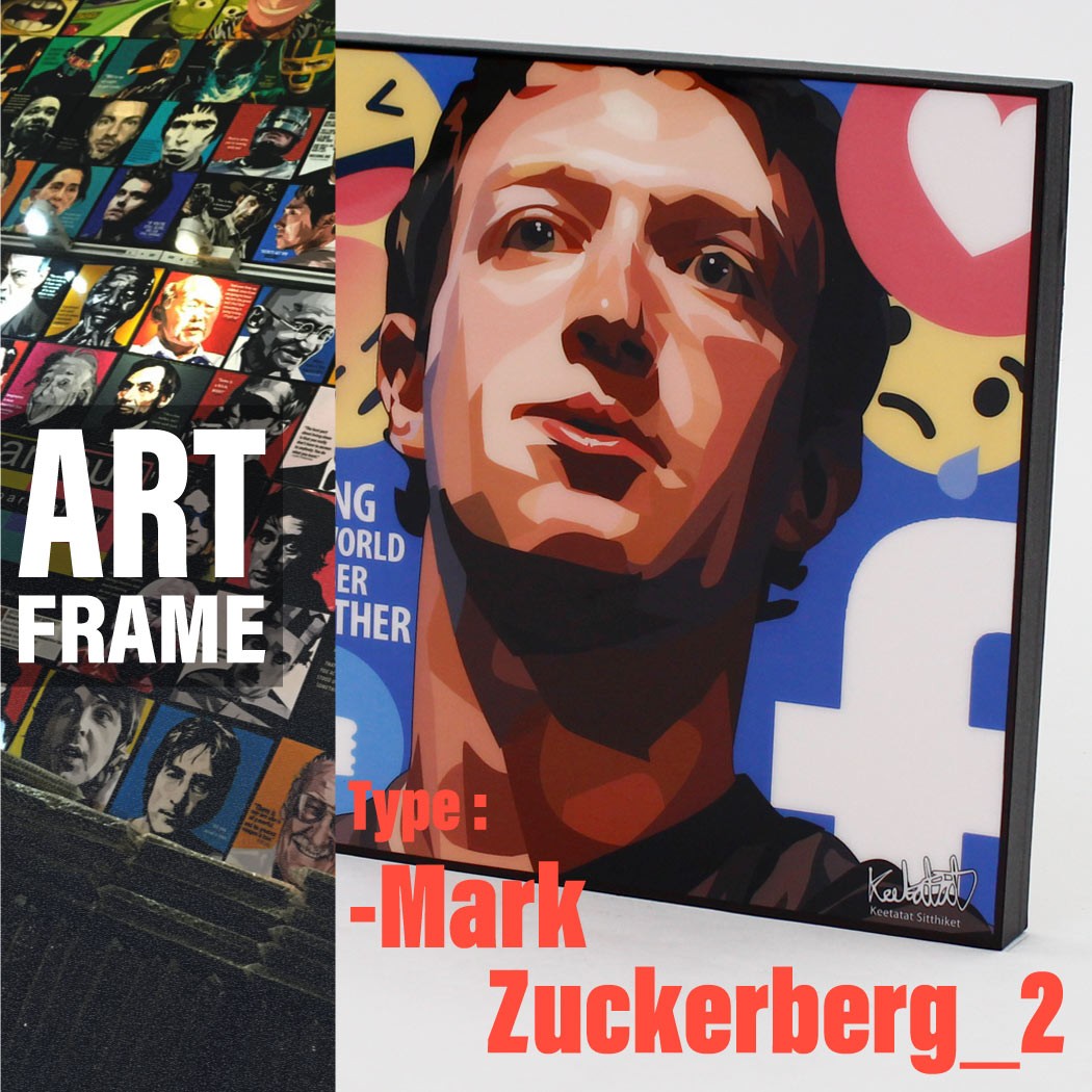 ポップアートフレーム 壁掛け 25cm×25cm  Mark_Zuckerberg_2 マーク・ザッカーバーグ インテリア/絵画/おしゃれ/雑貨 paf-0778