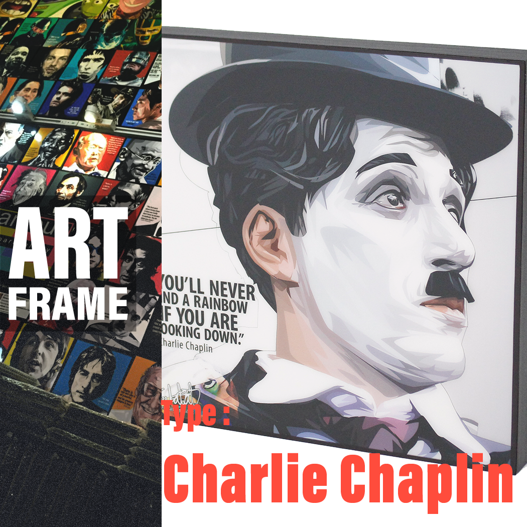 ポップアートフレーム 壁掛け 25cm×25cm Charlie Chaplin チャーリー・チャップリン インテリア/絵画/おしゃれ/雑貨 paf-0873