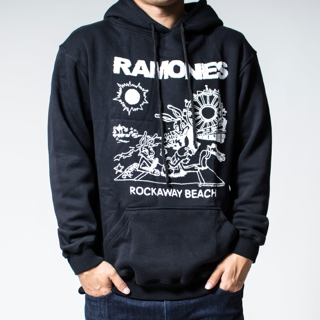 プルオーバー ロックパーカー Ramones ラモーンズ Rockaway Beach 裏起毛/フード/パーカー/メンズ agp-0024