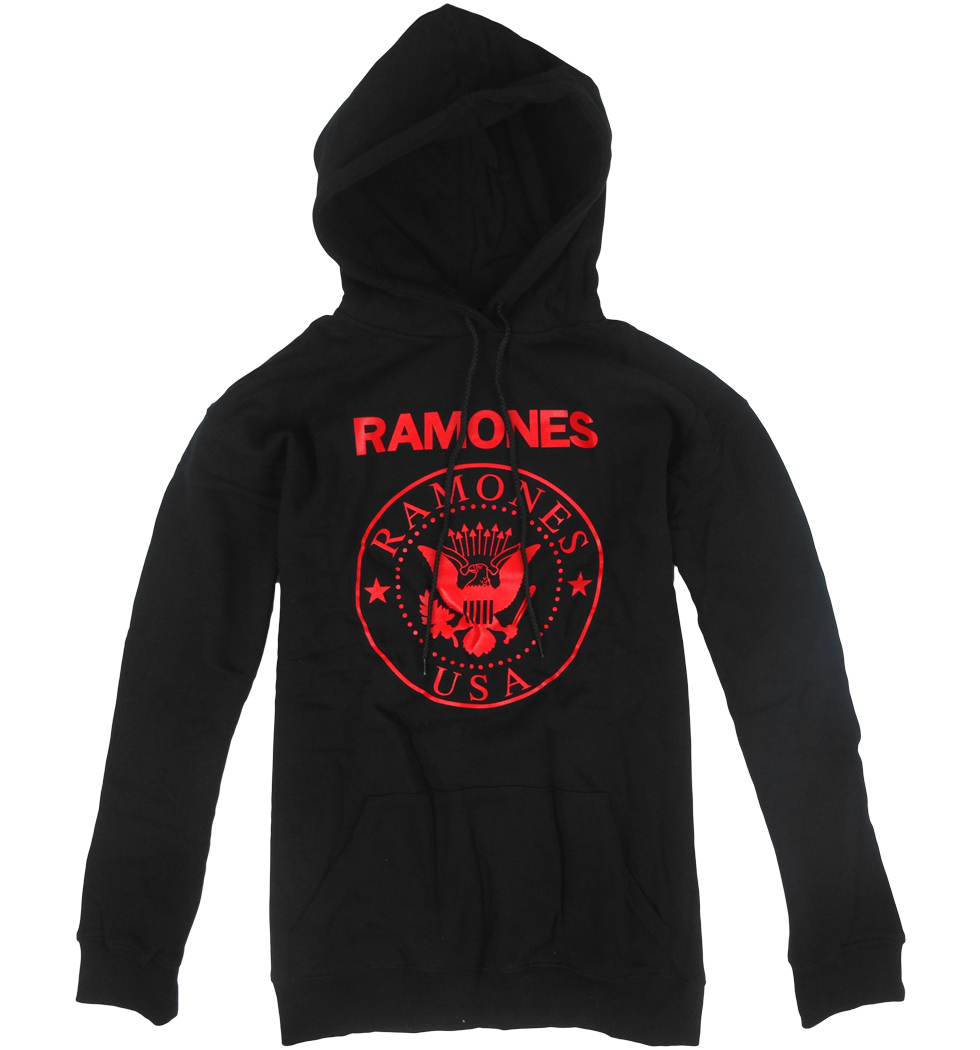プルオーバー ロックパーカー Ramones ラモーンズ レッドロゴ カラー:ブラック gtp-0031