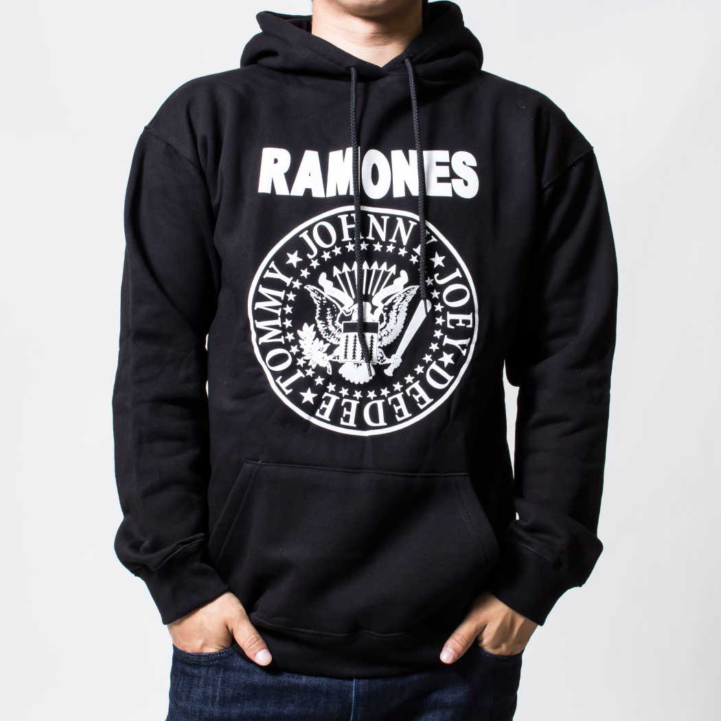 プルオーバー ロックパーカー Ramones ラモーンズ ホワイトロゴ カラー:ブラック gtp-0032