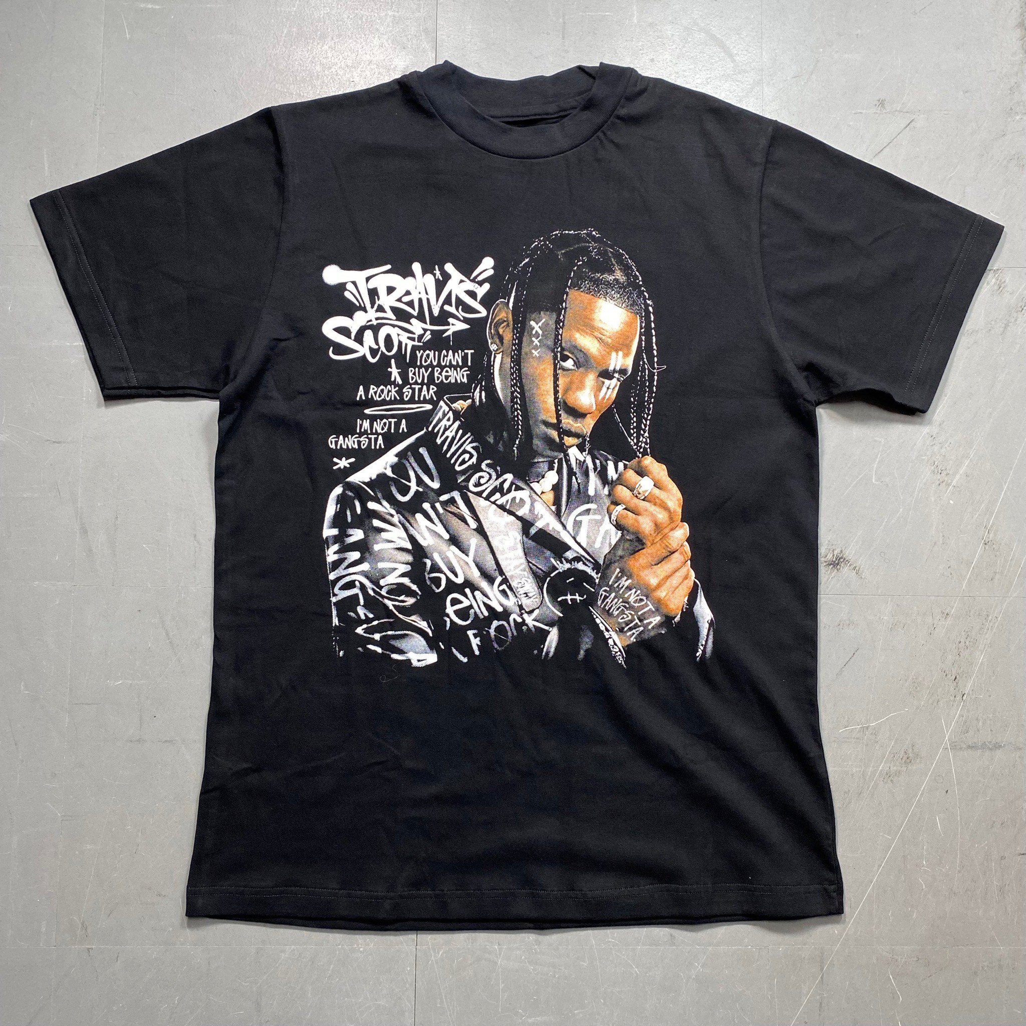 クルーネック プリントTシャツ オーバープリント TRAVIS SCOTT maf-0006