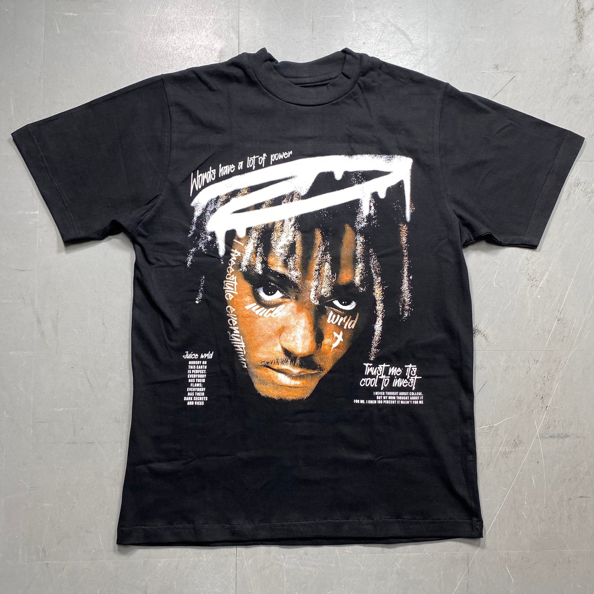 クルーネック プリントTシャツ オーバープリント JUICE WRLD maf-0007