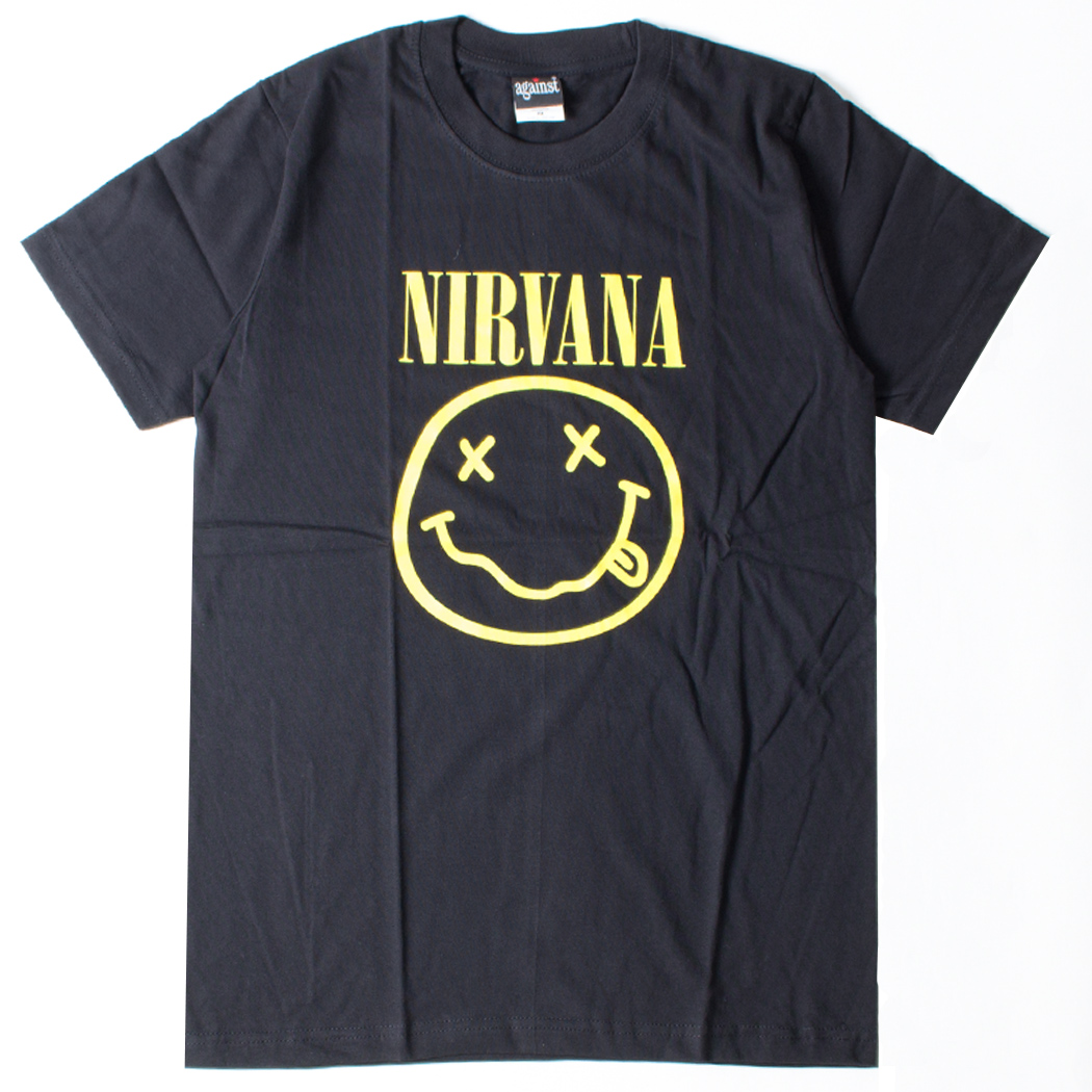 ロックTシャツ Nirvana ニルヴァーナ ニコちゃん イエローパターン agt-0100