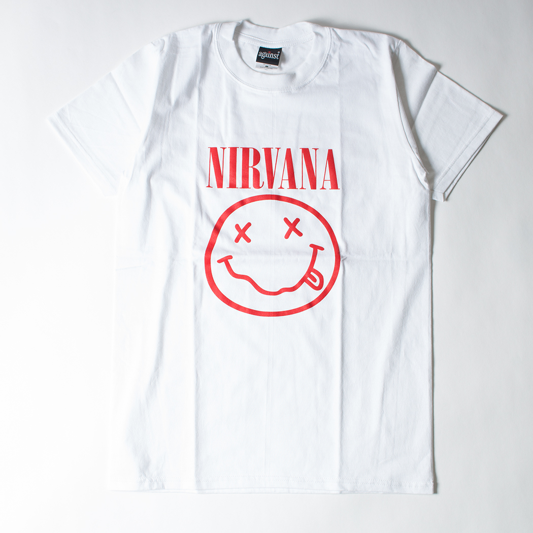 ロックTシャツ Nirvana ニルヴァーナ ニコちゃん レッドパターン agt-0101