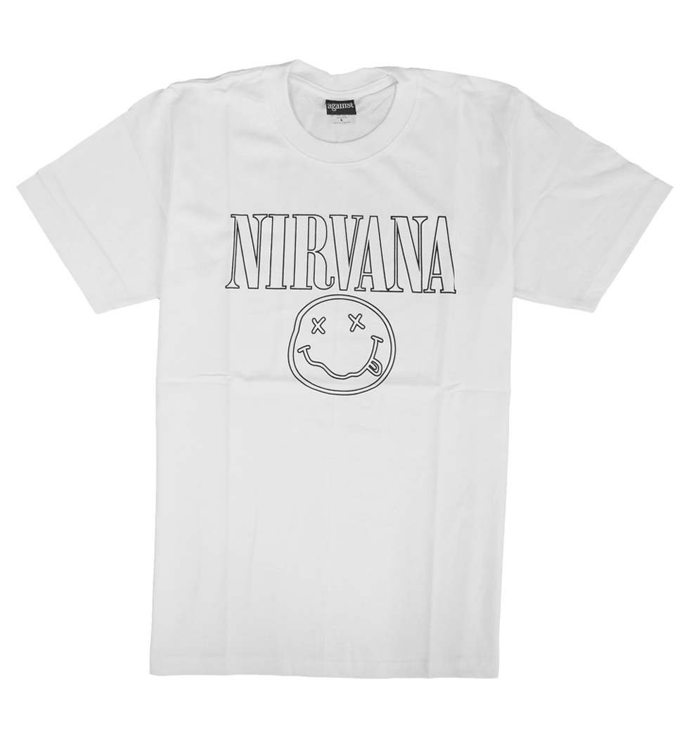 ロックTシャツ Nirvana ニルヴァーナ ニコちゃん ホワイトパターン Nevermind agt-0103