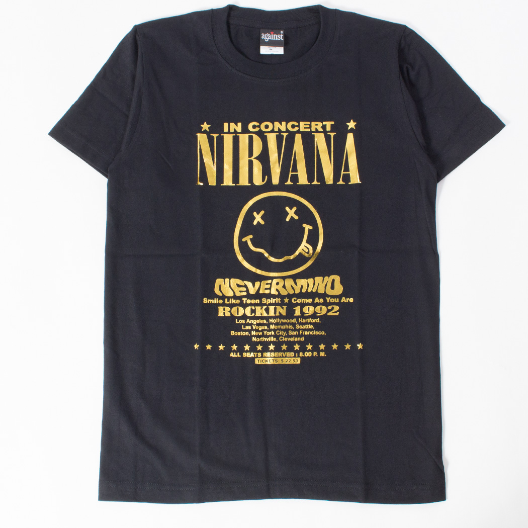 ロックTシャツ Nirvana ニルヴァーナ IN CONCERT ゴールドパターン agt-0107