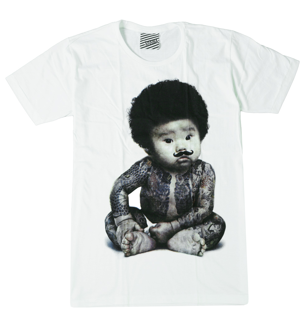 プリントTシャツ Baby アフロ 刺青 メンズ/レディース/半袖/おもしろ/おしゃれ ara-0002