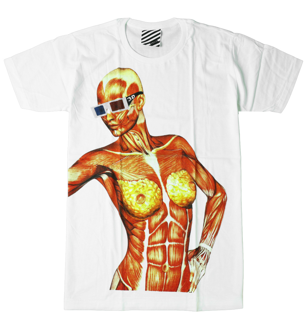 プリントTシャツ 人体模型 3Dメガネ メンズ/レディース/半袖/おもしろ/おしゃれ ara-0026