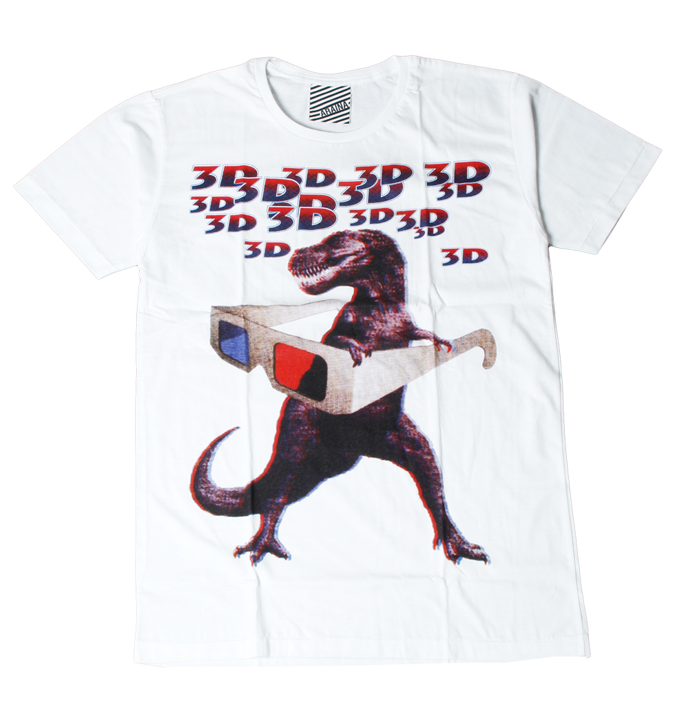 プリントTシャツ 3D 恐竜 メンズ/レディース/半袖/おもしろ/おしゃれ ara-0118