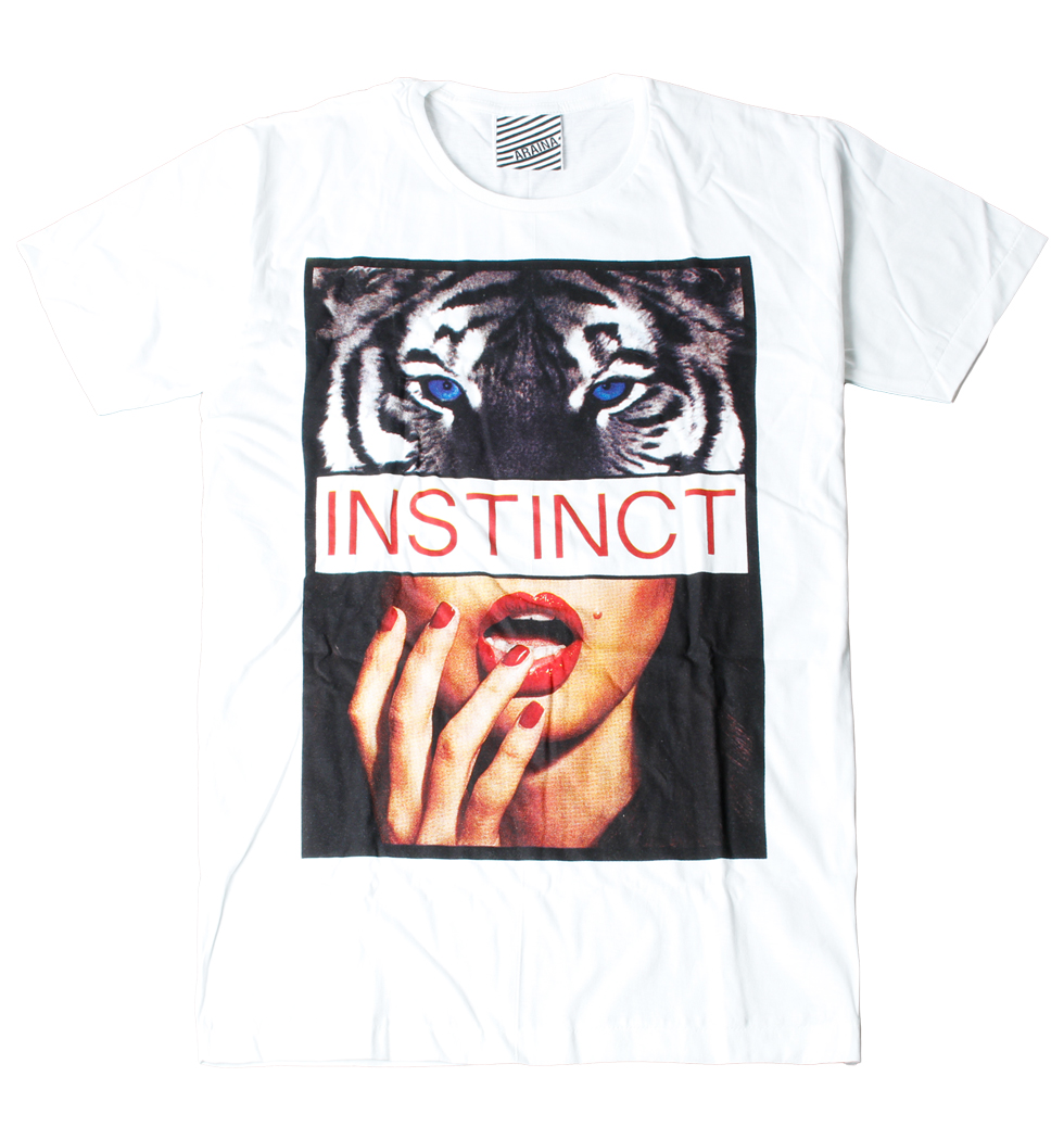 プリントTシャツ Instinct メンズ/レディース/半袖/おもしろ/おしゃれ ara-0186