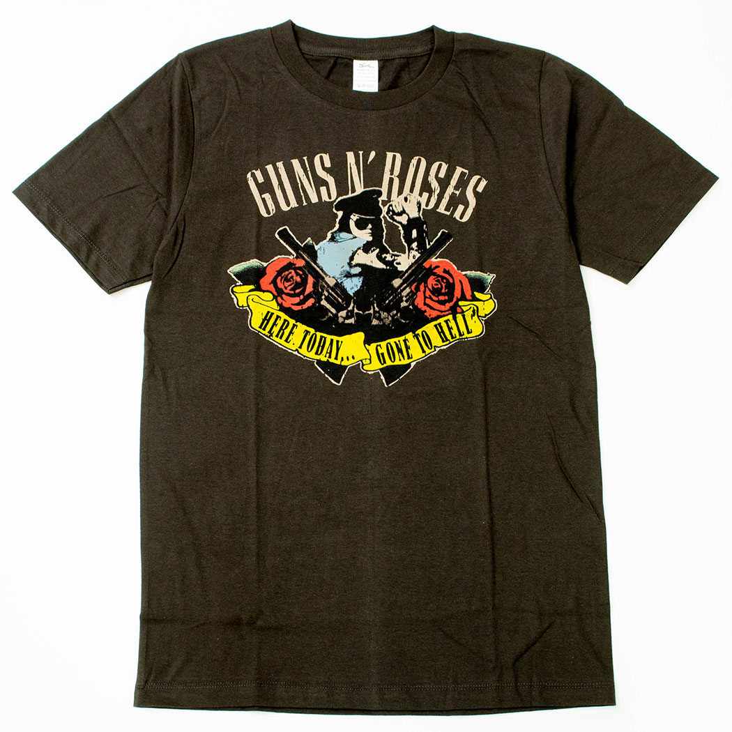 ヴィンテージ風 ロックTシャツ Guns N' Roses ガンズ アンド ローゼズ HERE TODAY GONE TO HELL brt-0107