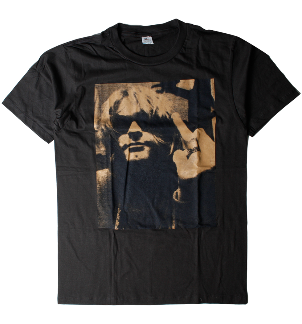 ヴィンテージ風 ロックTシャツ Kurt Cobain カートコバーン 中指 brt-0202
