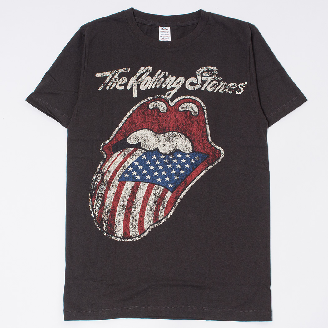 ヴィンテージ風 ロックTシャツ The Rolling Stones ザ ローリング ストーンズ 星条旗唇 brt-0258