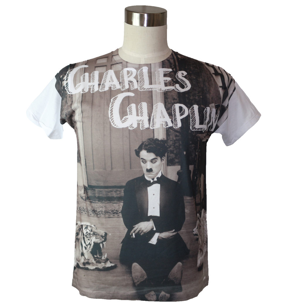 Gibgae プリントTシャツ Charles Chaplin メンズ/レディース/半袖/おもしろ/おしゃれ ggt-0003