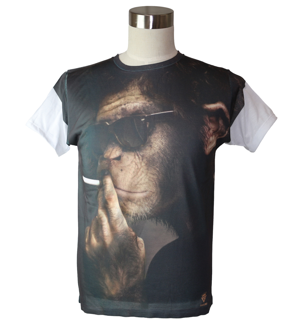 Gibgae プリントTシャツ Chimpanzee Smoking メンズ/レディース/半袖/おもしろ/おしゃれ ggt-0022