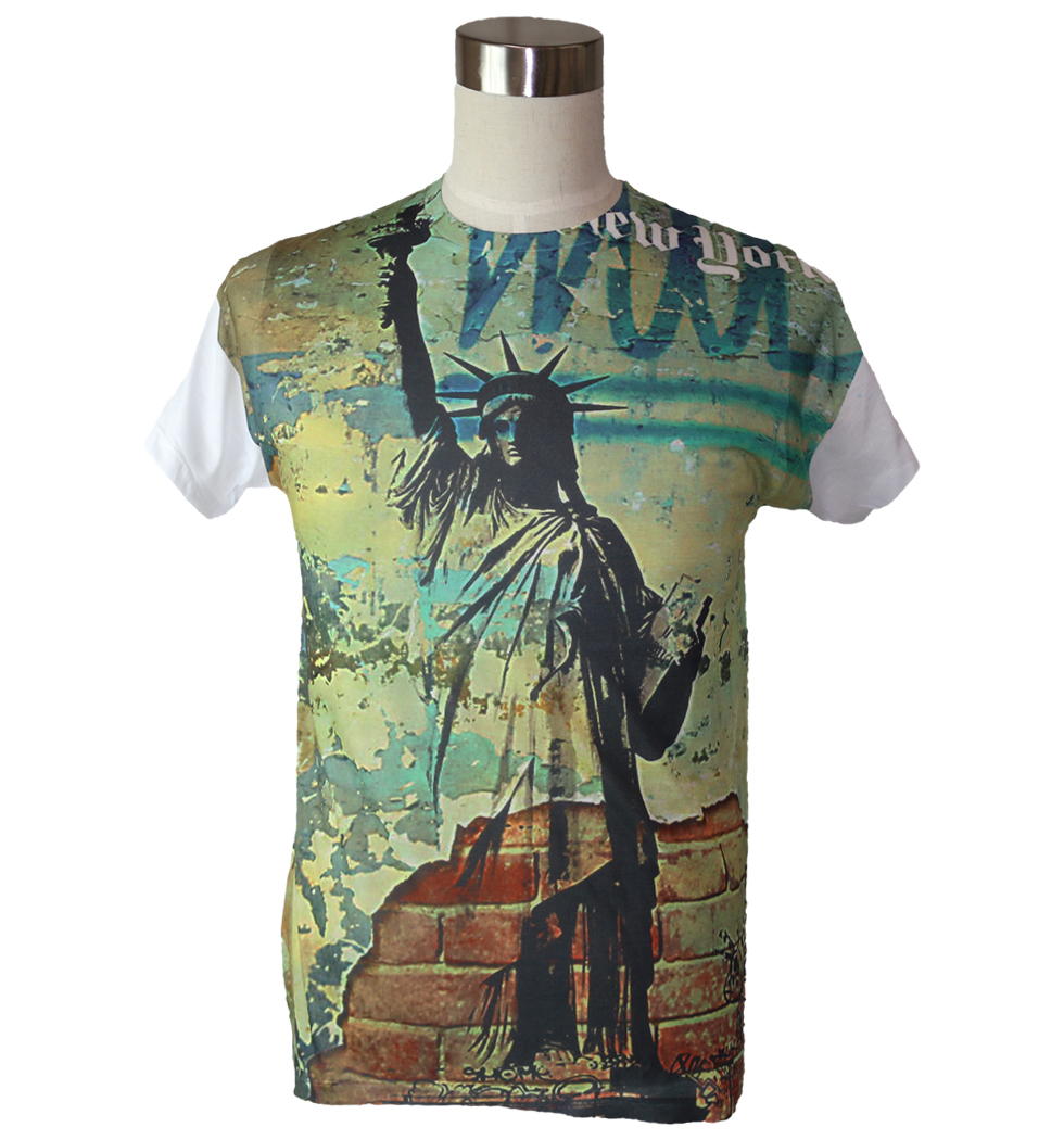 Gibgae プリントTシャツ Statue Of Liberty 自由の女神 メンズ/レディース/半袖/おもしろ/おしゃれ ggt-0024