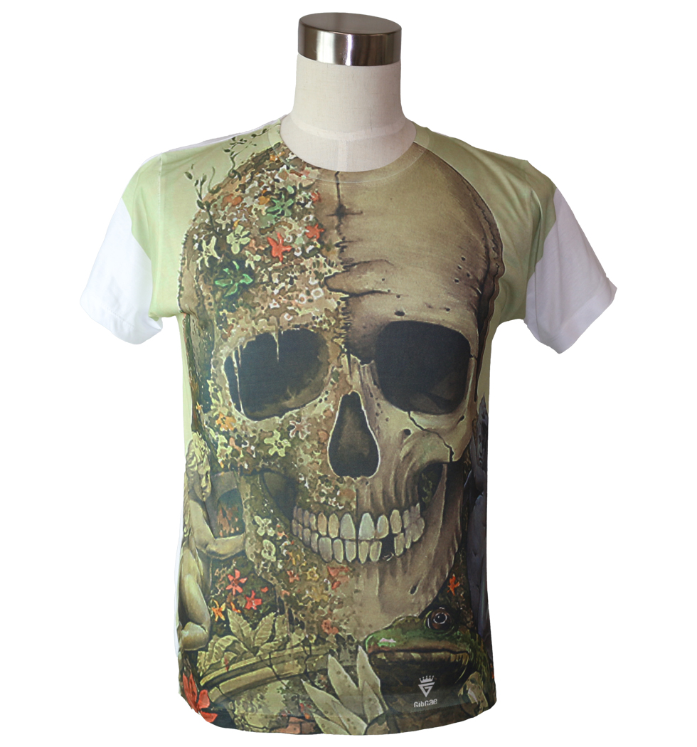 Gibgae プリントTシャツ Skull メンズ/レディース/半袖/おもしろ/おしゃれ ggt-0047