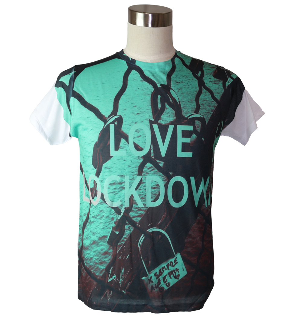 Gibgae プリントTシャツ LOVE LOCKDOWN メンズ/レディース/半袖/おもしろ/おしゃれ ggt-0049