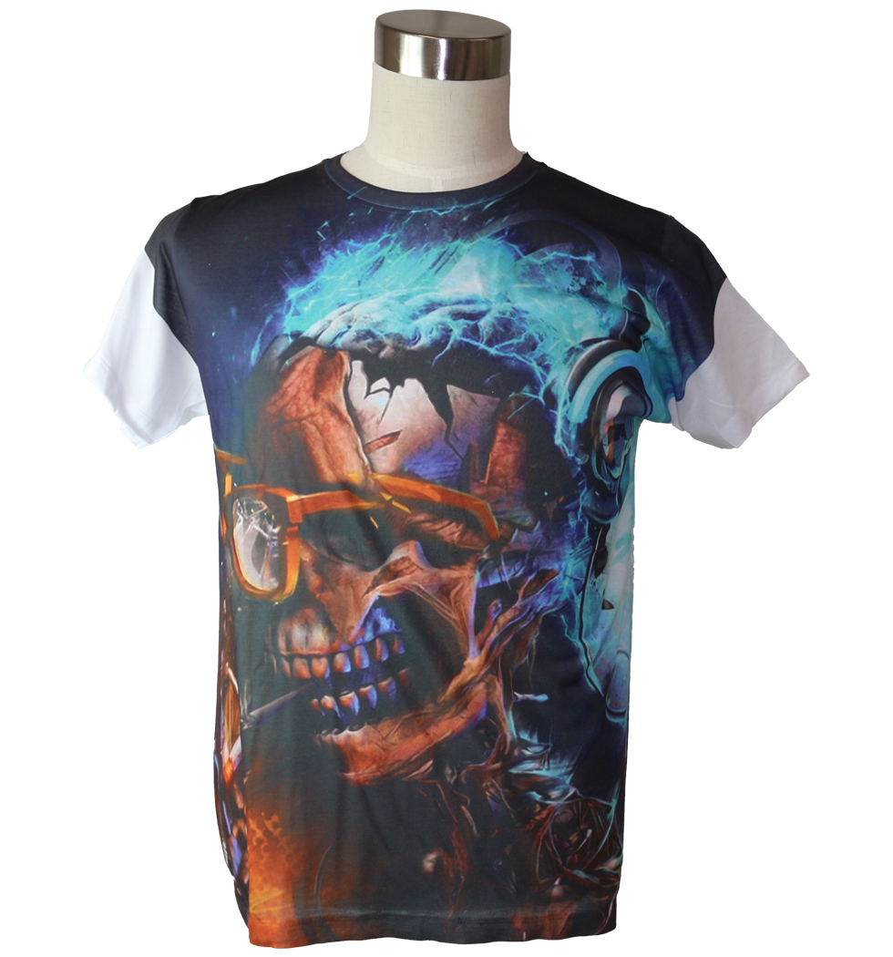 Gibgae プリントTシャツ Electric Skull メンズ/レディース/半袖/おもしろ/おしゃれ ggt-0054