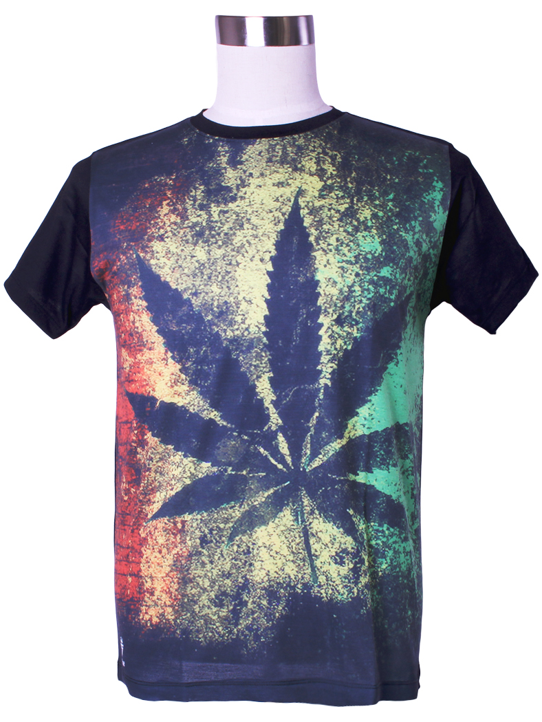 Gibgae プリントTシャツ ラスタカラー Cannabis メンズ/レディース/半袖/おもしろ/おしゃれ ggt-0110
