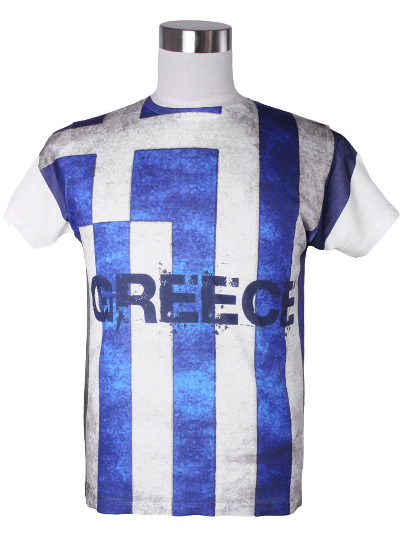 Gibgae プリントTシャツ ギリシャ 国旗 メンズ/レディース/半袖/おもしろ/おしゃれ ggt-0123
