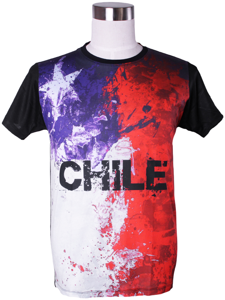 Gibgae プリントTシャツ チリ 国旗 メンズ/レディース/半袖/おもしろ/おしゃれ ggt-0126