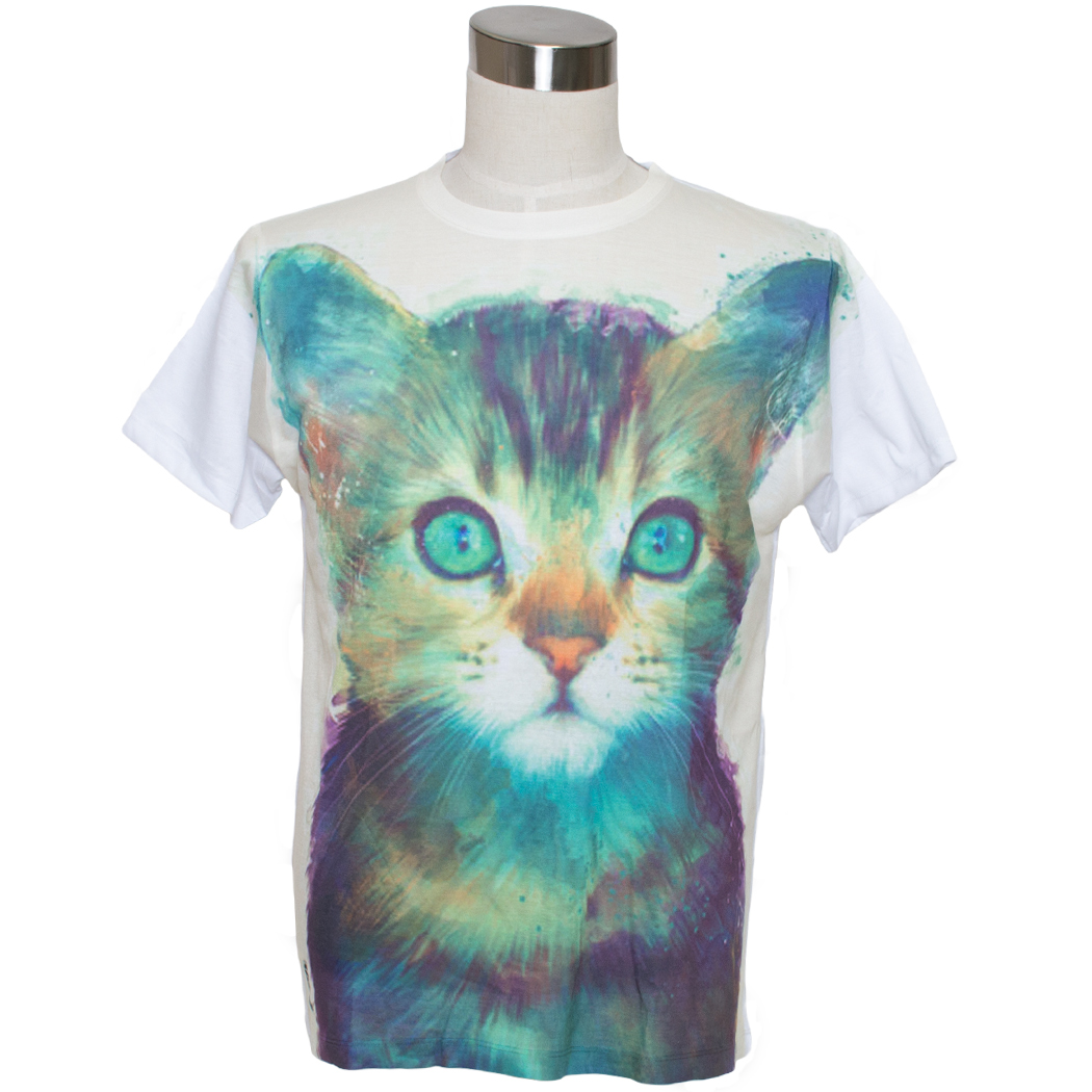 Gibgae プリントTシャツ Painting of cat ggt-0142