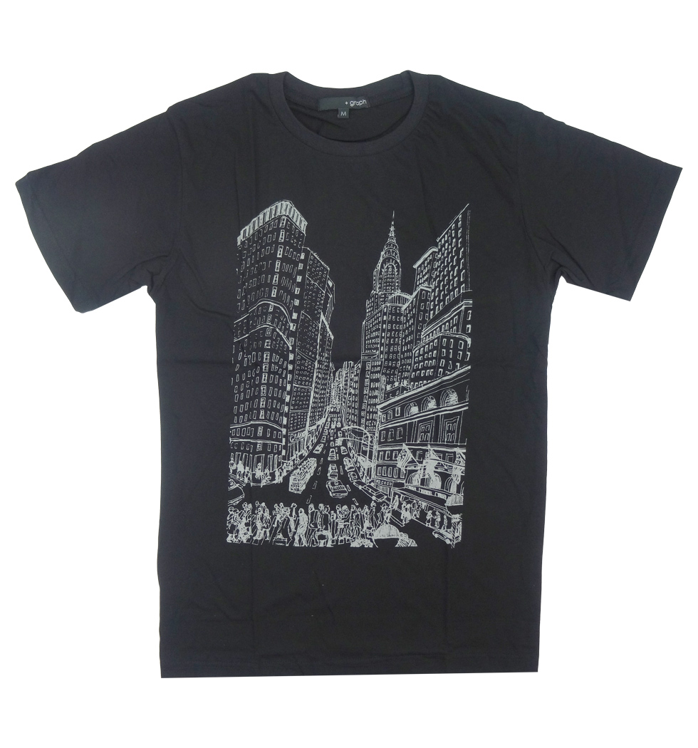 プリントTシャツ 街の風景 メンズ/レディース/半袖/おもしろ/おしゃれ grt-0015