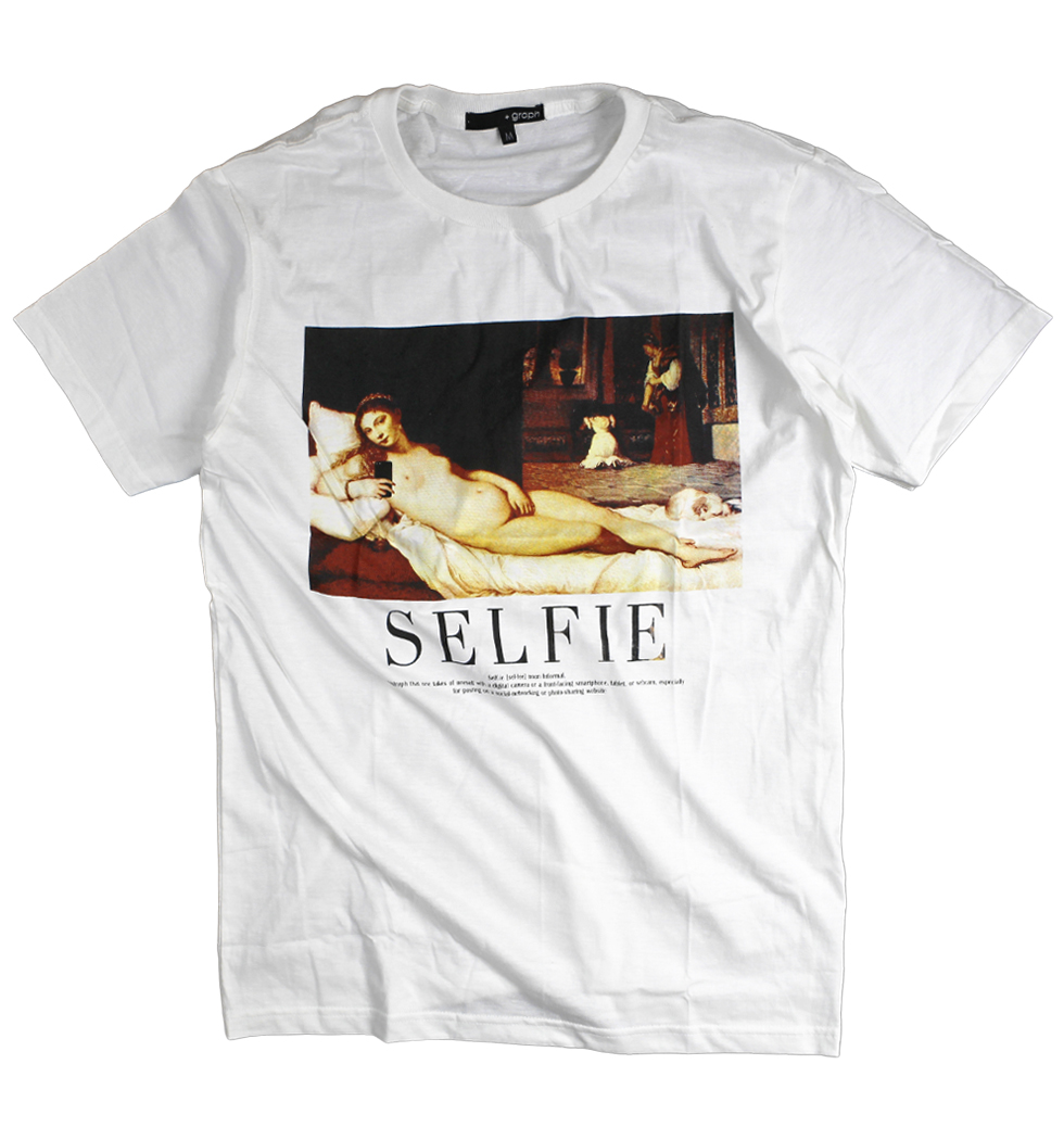 プリントTシャツ ウルビーノのヴィーナス Selfie メンズ/レディース/半袖/おもしろ/おしゃれ grt-0019