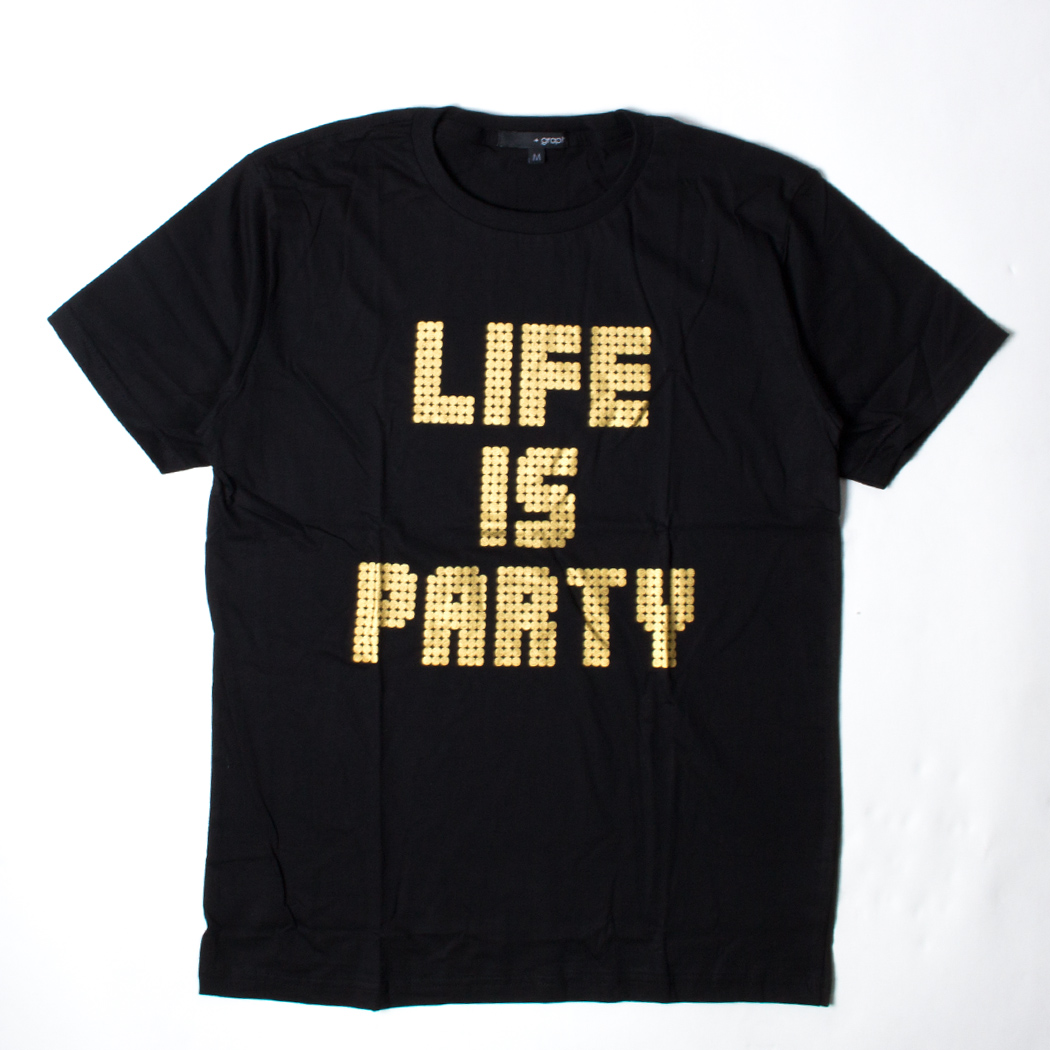 プリントTシャツ Life Is Party メンズ/レディース/半袖/おもしろ/おしゃれ grt-0042