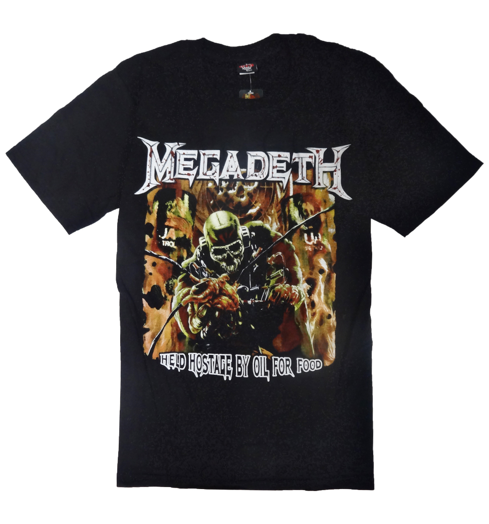 ロックTシャツ Megadeth メガデス HELD HOSTAGE BY OIL FOR FOOD gts-0158
