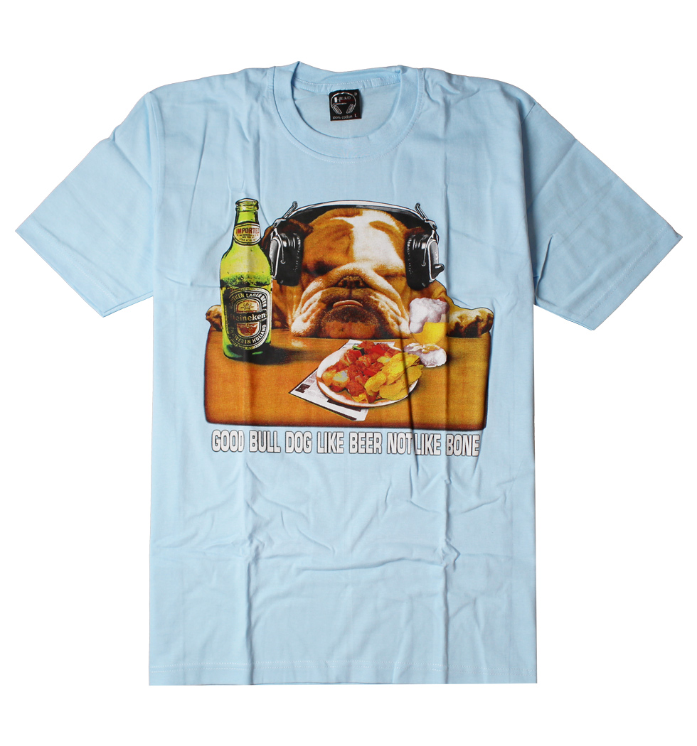 プリントTシャツ GOOD BULL DOG LIKE BEER NOT LIKE BONE メンズ/レディース/半袖/おもしろ/おしゃれ hdt-0026-c1(hea-)