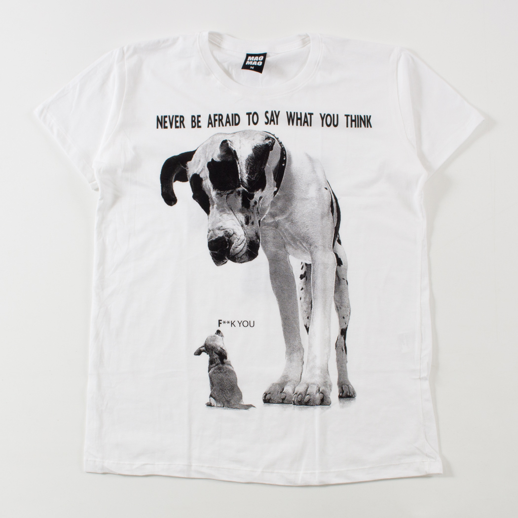 クルーネック プリントTシャツ 大きい犬 mao-0034