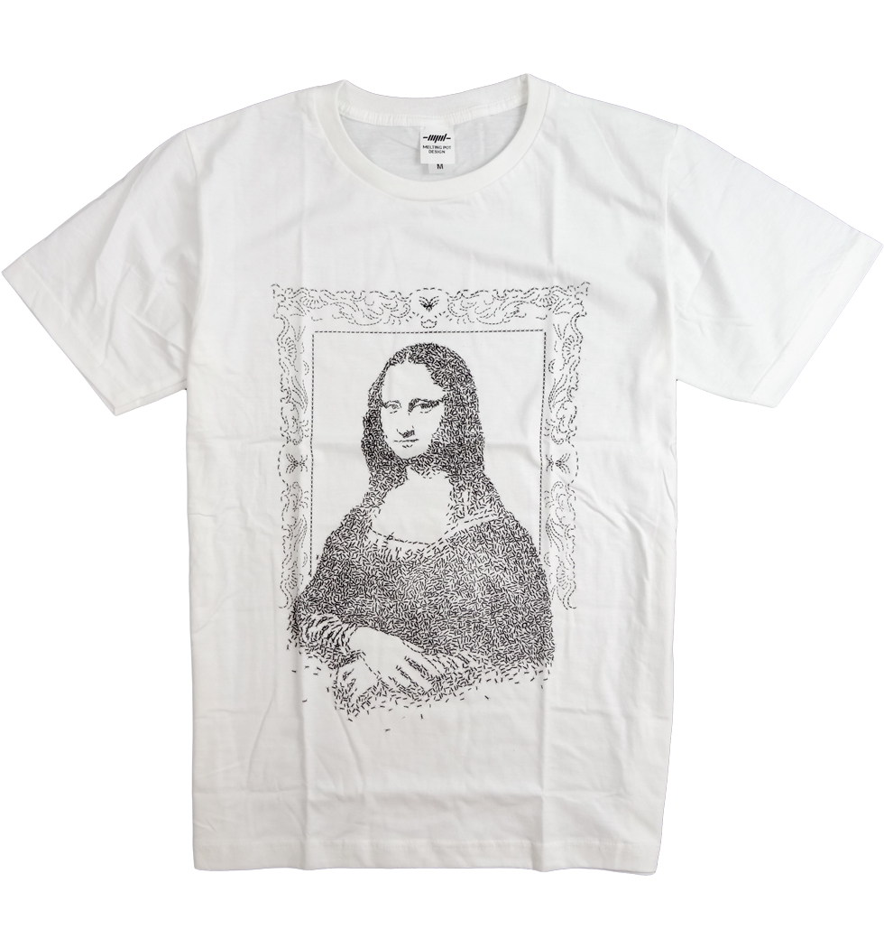 プリントTシャツ アリで描かれたモナリザ メンズ/レディース/半袖/おもしろ/おしゃれ nki-0006