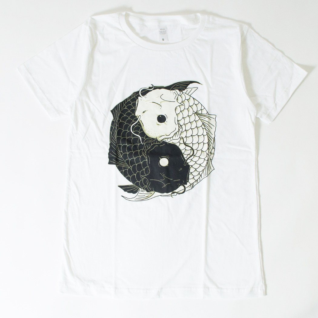 プリントTシャツ 鯉 太極図 メンズ/レディース/半袖/おもしろ/おしゃれ nki-0038