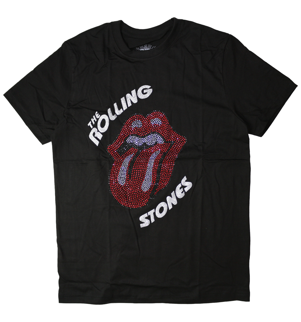 ラインストーン ロックTシャツ The Rolling Stones ザ ローリング ストーンズ 唇ロゴ tongue rst-0002