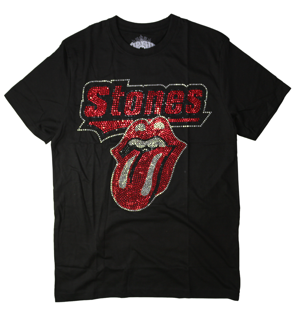 ラインストーン ロックTシャツ The Rolling Stones ザ ローリング ストーンズ 唇ロゴ tongue rst-0004