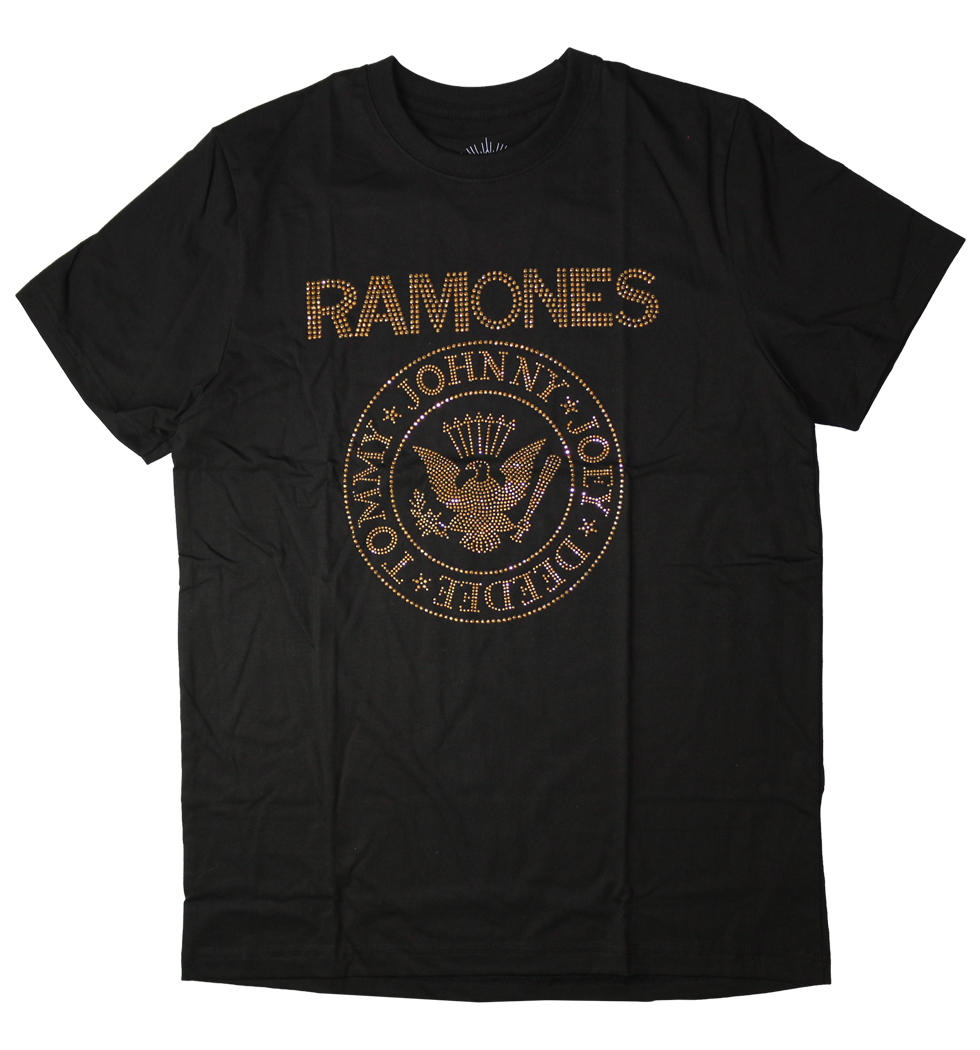 ラインストーン ロックTシャツ Ramones ラモーンズ ロゴ rst-0024