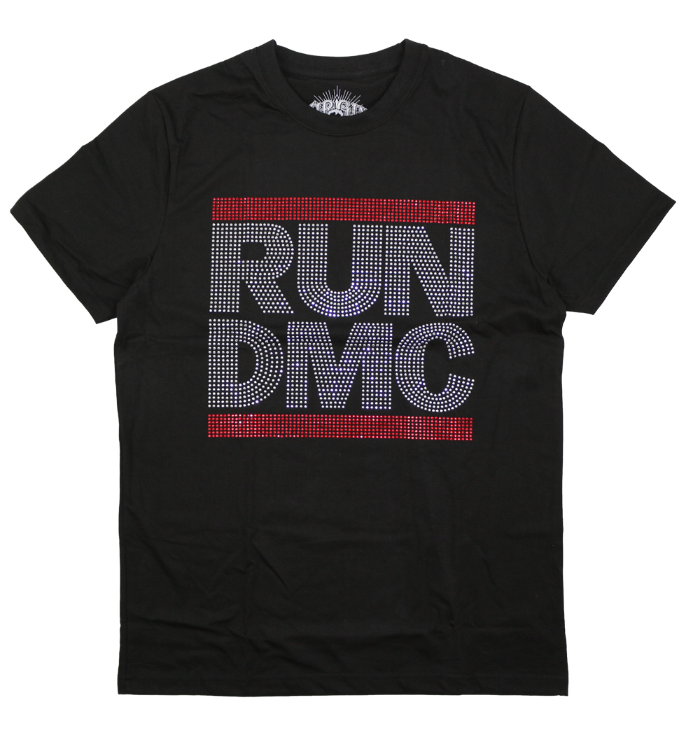 ラインストーン ロックTシャツ RUN DMC ロゴ rst-0034