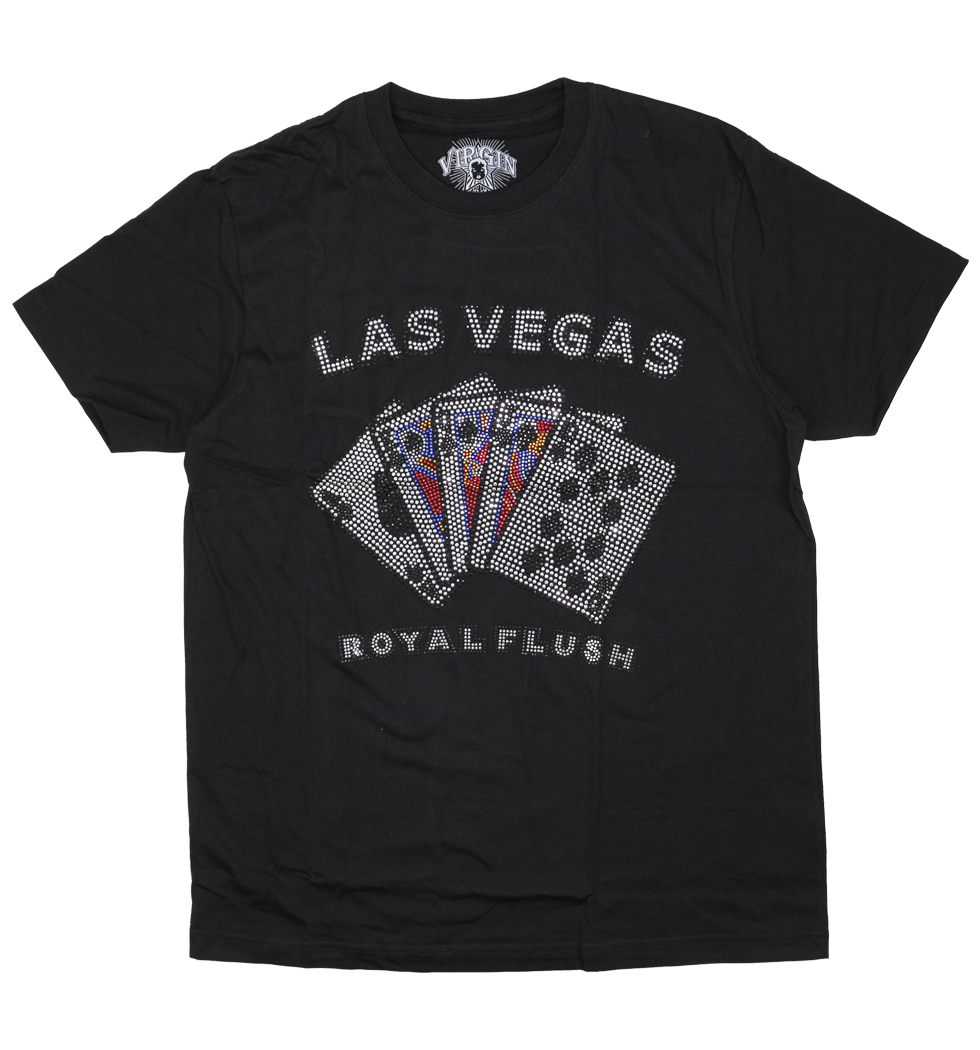 ラインストーン ロックTシャツ Las Vegas Royal Flush rst-0055