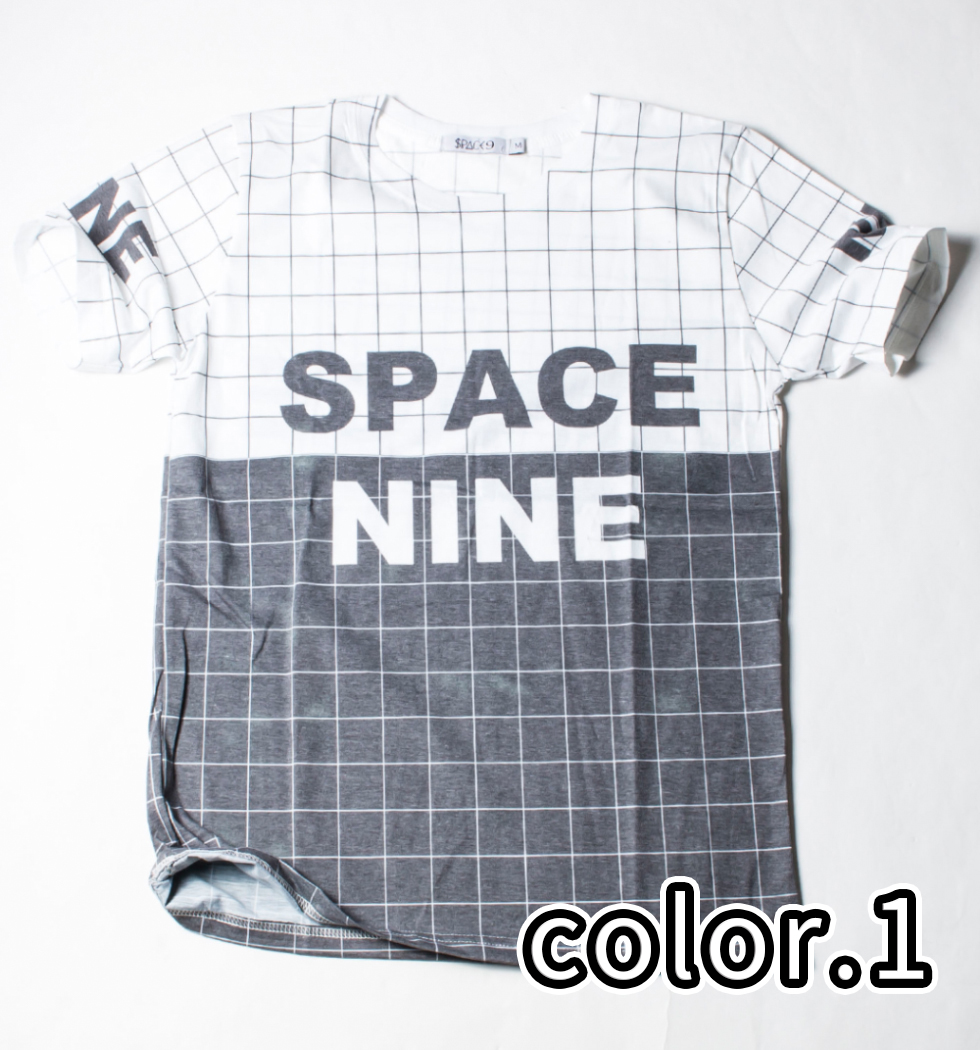 Space9 Tシャツ チェック柄 カットソー/トップス/インナー/グラフィック/夏  spt-0006