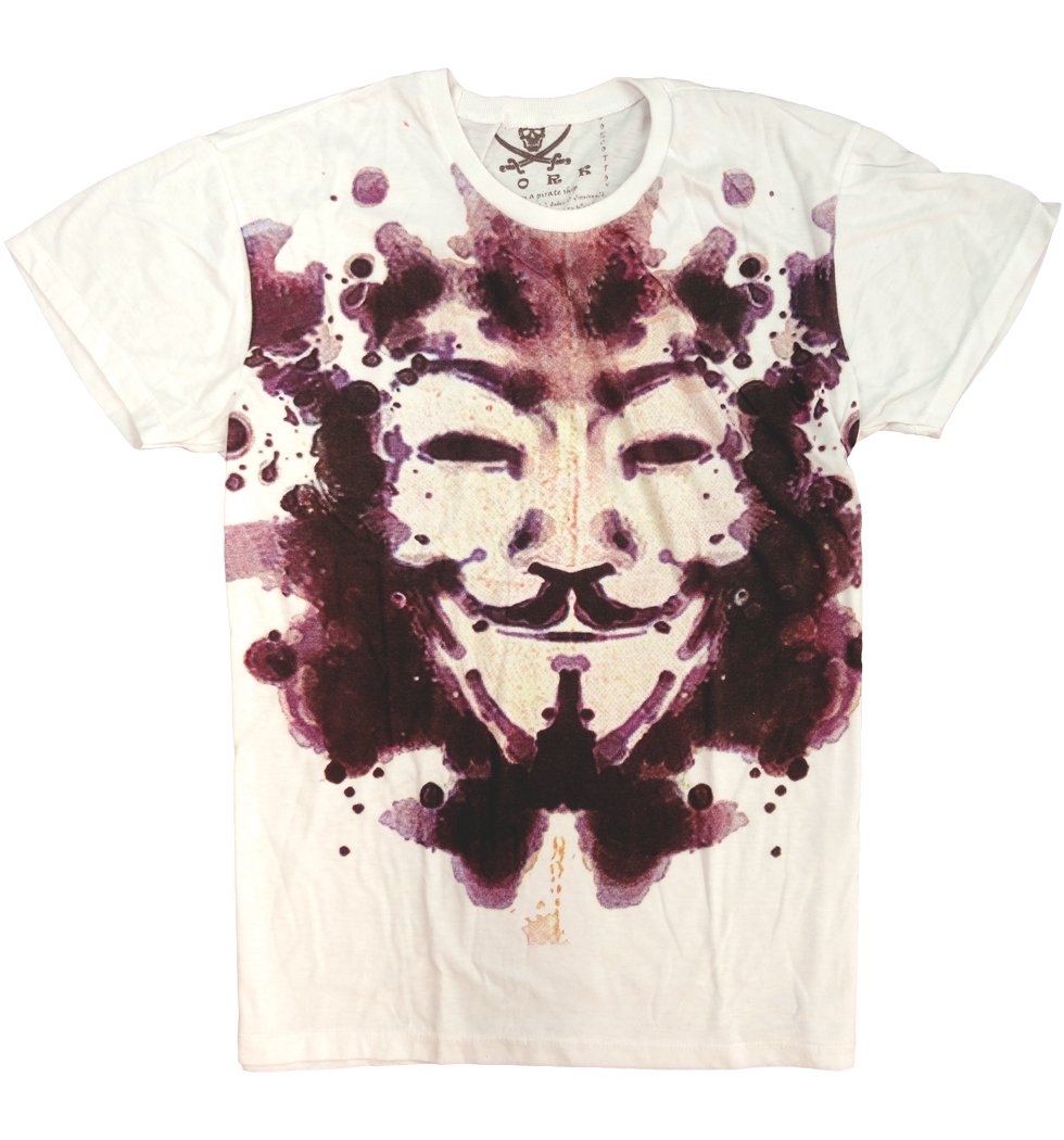 プリントTシャツ Guy Fawkes mask アノニマス メンズ/レディース/半袖/おもしろ/おしゃれ wrk-0015