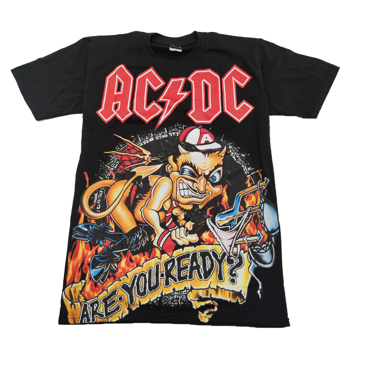 ロックTシャツ オーバープリント AC/DC